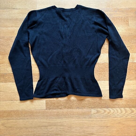 Vintage Carole Little Knitwear Cardigan embroidered floral knot button detailing - Picture 2 of 10